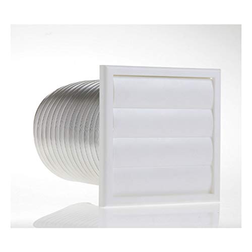Deta 4884 Wall Vent Duct Kit with Gravity Grille (White) - 150mm