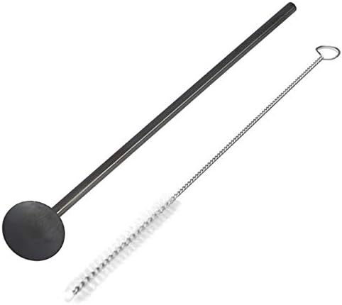 Creative Reusable Drinking Straws Spoon Stainless Steel Drinking Straw Cocktail Stirring Spoon Bar Tools with Cleaning Brush - 02