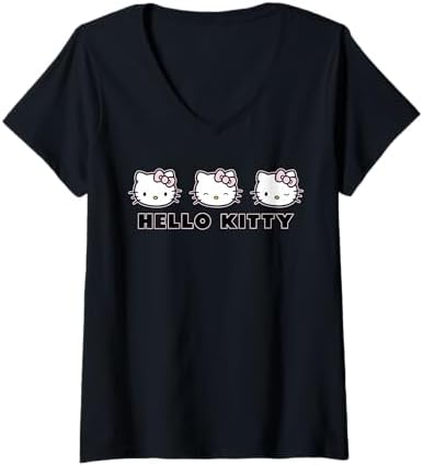Hello Kitty ルーズフィットTシャツ Amazon.com: Womens Hello Kitty Real V-Neck T-Shirt Small