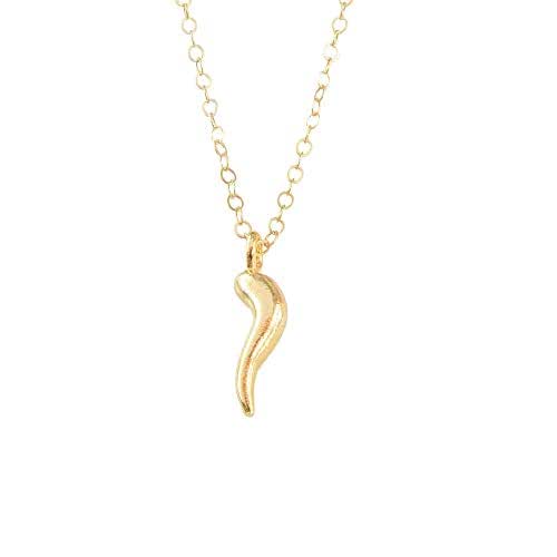 Italian Horn Necklace Gold, Cornicello Necklace, Protection Necklace for Women, Gold