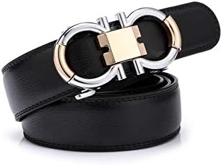 Men Slide belt,Leather Belts Automatic Buckle Ratchet Business casual Dress Belts