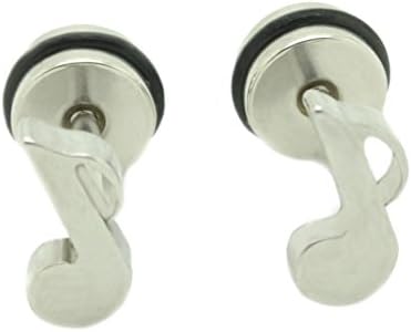 Chelsea Jewelry Basic Collections Fancy Eighth Note Music Note Screw-back Stud Earrings (Stainless Steel)