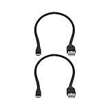 dCables Bendy & Durable Short Micro USB Charging Cable - 15 Inch - 2 Pack Black