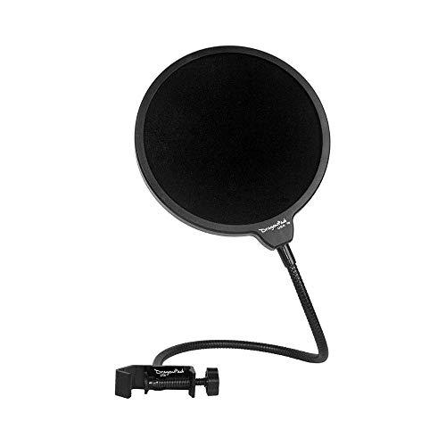 Enabled Microphone Pop Filter Flexible Gooseneck Mount And Double Layer Sound Shield Guard Windscreen-Black, For Yeti Blue Snowball (P0-8YD0-USDU)