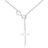 A GOOD OMEN Ladies' Religious Cross Jewelry Set - Pendant Earrings, Diamond Cross Earrings, Cross Necklace, Silver Fashion Accessories Matte Religious Faith Jewelry Gifts