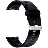 Microwear Watch Strap, Smart Watch Straps, Quick Release, Leather or TPU, 22 mm, Adjustable Smartwatch Replacement Straps for Men, Women (22 mm, Black Silicone)