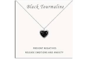 SmileBelle Black Heart Necklace for Women, Black Necklaces Black Tourmaline Necklace as Birthday Gifts for Her, Handmade Jewe