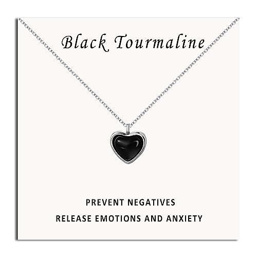 Photo 1 of SmileBelle Black Heart Necklace for Women, Gothic Black Necklaces Black Tourmaline Necklace as Birthday Gifts for Her, Black Handmade Jewelry Silver Heart Pendant Necklace for Teen as Tendy Jewelry