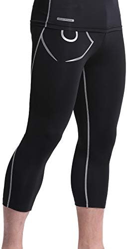 Leevy 3/4 Compression Capris Running Tights for Men&Youth Boy Base Layer Workout Leggings Pants