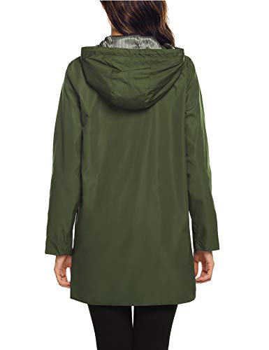 SUNAELIA Rain Jacket Women Waterproof Lightweight Hooded Raincoat Active Outdoor Windbreaker Trench Coat S-XXL (Large, Army Green)