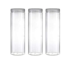 Silicook Clear Plastic Jar, Set of 3-40oz, Round