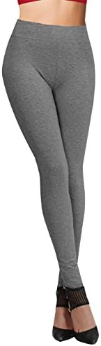 Women's Cotton Spandex Quality Jersey Leggings S to 3XL W Choker Necklace-Char L