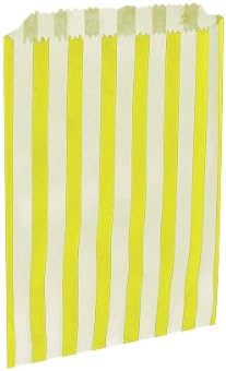 50 x Yellow & White Stripe / Striped Paper Sweet Party Bags - 7" x 9"