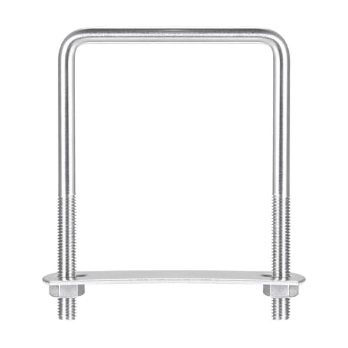 ROWORKX 2Sets Square U Bolts, M8x80x120mm Stainless Steel U Shape Bolts, U Clamp Bolt with Nut, Plate for Attaching Piping Conduit Cable Tube Brackets Boat Trailer Construction