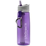LifeStraw Go Water Filter Bottle with 2-Stage Integrated Filter Straw for Hiking, Backpacking, and Travel, Purple