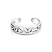 Personalized Open Spiral Pinky Midi Filigree Celtic Scroll Swirl Wide Toe Ring For Women Teen Oxidized .925 Silver Sterling Adjustable Customizable