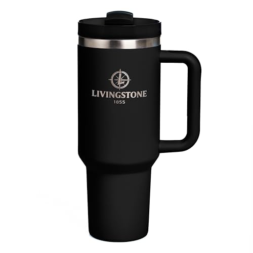 Livingstone1855 Vaso térmico 1.2L, Mantiene 24h Frío / 12h Calor, Termo Acero Inoxidable 304 con Asa y Pajita, Antifugas, Taza térmica grande Reutilizable, Sin BPA, Ideal Gimnasio, Oficina y Viaje