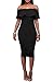 Wonderoy Women's Ruffles Off Shoulder Fitted Club Party Cocktail Bodycon Midi Dress XL Black