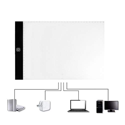 Portable A4 Ultra-Thin LED Art craft Tracing Light Box, Template Drawing Copyboard Tracking Pad with USB Cable for Artists, Sketching, Animation, Designing, Tattoo, Architecture (No dimming & No scal)