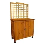 Leisure Season Potting Table with Storage, Solid Wood, Decay Resistant