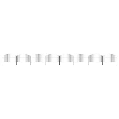 vidaXL Gartenzaun mit dekorativen Speerspitzen Schmuckzaun Metallzaun Zaun Zaunelemente Stahlzaun Gitterzaun Zaunfeld Tor (1-1,25) x13,6m Stahl Schwarz