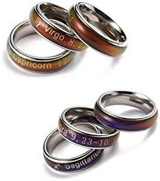 aimaoer 12 Constellation Mood Ring Men's Personality Single Index Ring Titanium Steel Body Temperature Color Couple Tail Ring