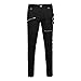 Allegra K Man Slim Flat Front Five Pockets Buckles Zipper Deco Cotton Pants