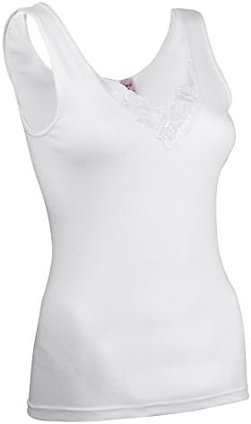 Coral Women’s Sleeveless Undershirt - Cotton – V - Neck, Full shoulder design- White – Large