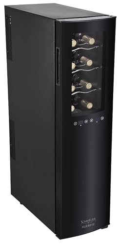 Koblenz 18-Bottle Free Standing Dual Zone Fridge and Chiller, Thermoelectric Wine Cooler with Digital Display and Touch Controls, Black, 750 ml Wine Bottles (EVFK-18)