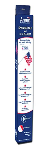 Annin Flagmakers American Flag SolarGuard Nylon Flag, Outrigger Flagpole Kit, 8 Feet (Model 3621)