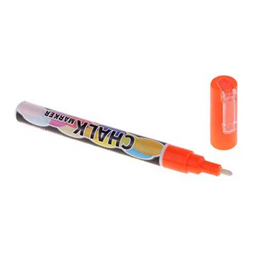 Prettyia Fluorescent Highlighter Liquid Chalk Marker Pen Erasable LED Writing Board Window Glass Pen Reversible Round and Chisel Nib Neon Color Pens - 3mm Tips - Orange