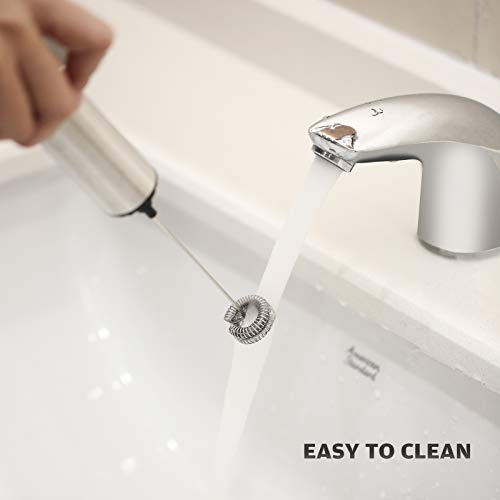 Milchaufschäumer Handheld, leegoal Elektrischer Kaffee Aufschäumer mit 2 Edelstahl-Schneebesenköpfen, 2… – Bild 8