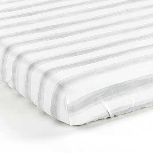 Lush Decor Watercolor Stripe Soft & Plush Fitted Crib Sheet, 52"x 28" x 9", Gray