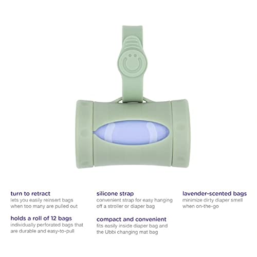 Ubbi Retractable OntheGo Bag Dispenser For Baby Travel, Diaper Bag