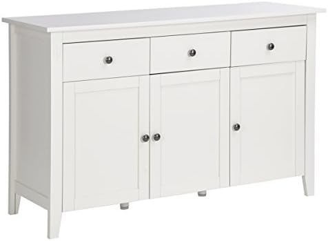 WV LeisureMaster Modern Wood Sideboard Cabinet Console Table with 3 Drawers and 3 Doors for Living Room/Dining Room/Bedroom,White