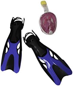 playsafe 180 snorkel mask with anti fog anti leak technology plus adjustable diving finns (green, small/medium)