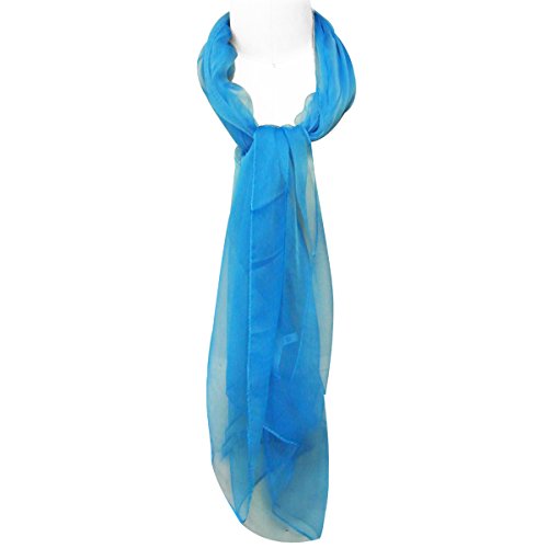 Wrapables Solid Color 100% Silk Long Scarf, Peacock Blue