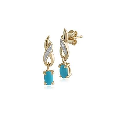 Gemondo Turquesa Pendientes Ct Oro Amarillo ct Turquesa  Diamante Clásico Pendientes