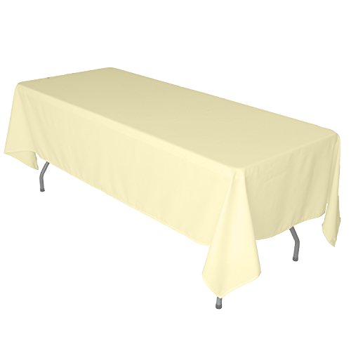 KaitatsuSen Oblong Rectangular Polyester Fabric Tablecloth, Ivory, 132x178 cm