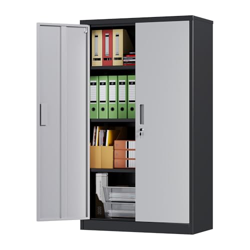 SUPEER Aktenschrank,Metallschrank mit 3 höhenverstellbaren Fachböden