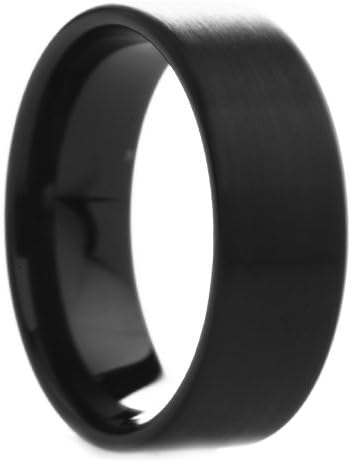 8 mm Mens Black Tungsten Carbide Rings Wedding Bands Pipe Cut with Brushed Finish - Free Engraving, Free Shipping &amp; Lifetime Warranty - Size 6, 6.5, 7, 7.5, 8, 8.5, 9, 9.5, 10, 10.5, 11, 11.5, 12, 12.5, 13, 13.5