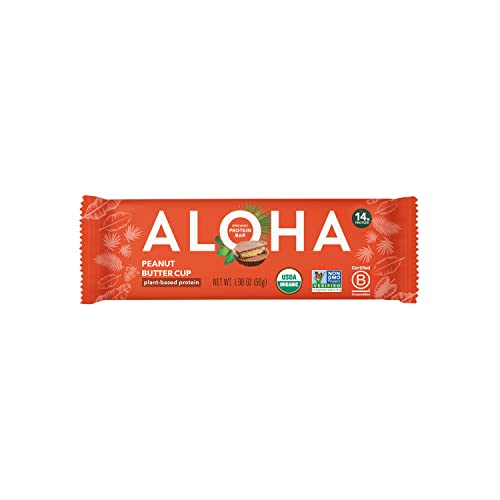 ALOHA Organic Plant Based Protein Bars Peanut Butter Cup Bar Vegan