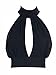 PERSUN Women's Black Plunge High Neck Lace Backless Bikini Crop Top Black Small