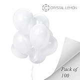 Pack of 100, 12 inches Party Balloons, Balloons Bulk, Balloons for Birthdays (White)