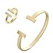 SENFAI Simple Double T Cuff Bracelet/Jewelry Set for Women