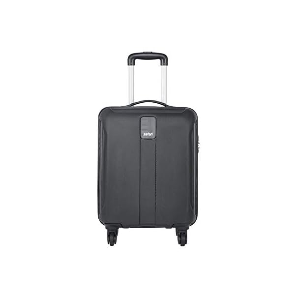 safari thorium sharp antiscratch 55 cms polycarbonate black cabin 4 wheels hard suitcase