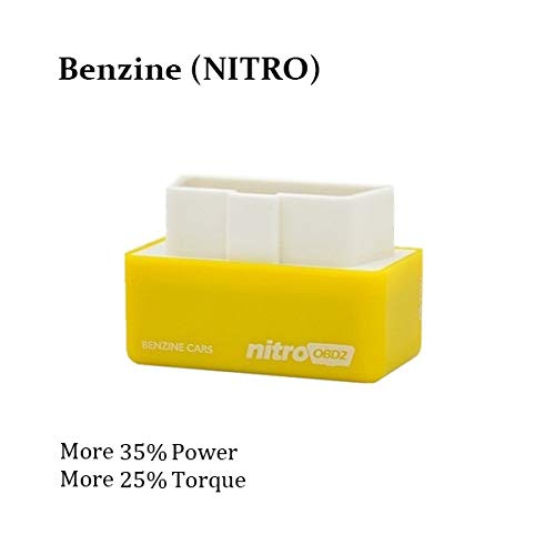 Outzone Nitro OBD2 Performance Chip Plug and Drive Tuning Power Box for Gasoline Petrol Car, Yellow - More 35% Power and 25% Torque