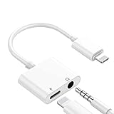 Headphone Adapter for iPhone Charger Jack AUX Audio 3.5 mm Jack Adapter for iPhone Adapter Splitter Earphone Compatible with iPhone 7/7p/8/8p/X Dongle Accessory Connector Compatible iOS 11/12 Later