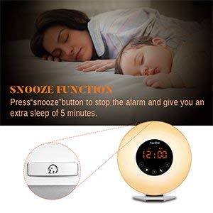 Wake Up Light Alarm Clock - JONYJ Sunrise Alarm Clock with 7 Color Light - Sunrise Sunset Simulator With Night Light - Nature Sounds with FM Radio Alarm - Snooze Function Alarm Clock