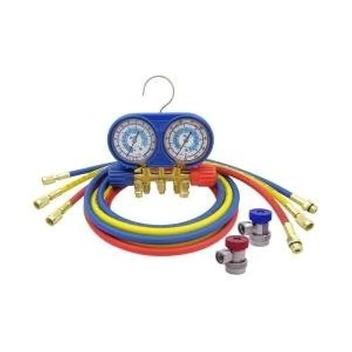 CPS Products Brass Manifold With Blue Boot - HVAC Refrigeration Manifold Gauge Set